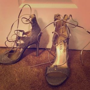 Guess silver sparkle heel